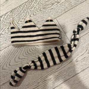 Oeuf Striped Black and Cream Kids Crown and Headband and scarf
